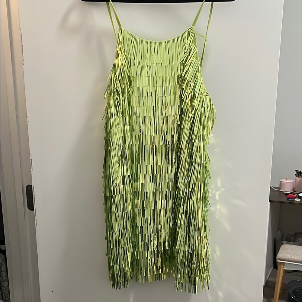 Lime Green Fringe Dress